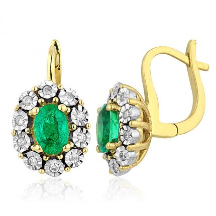 1.06 ct. Pırlanta Zümrüt Küpe